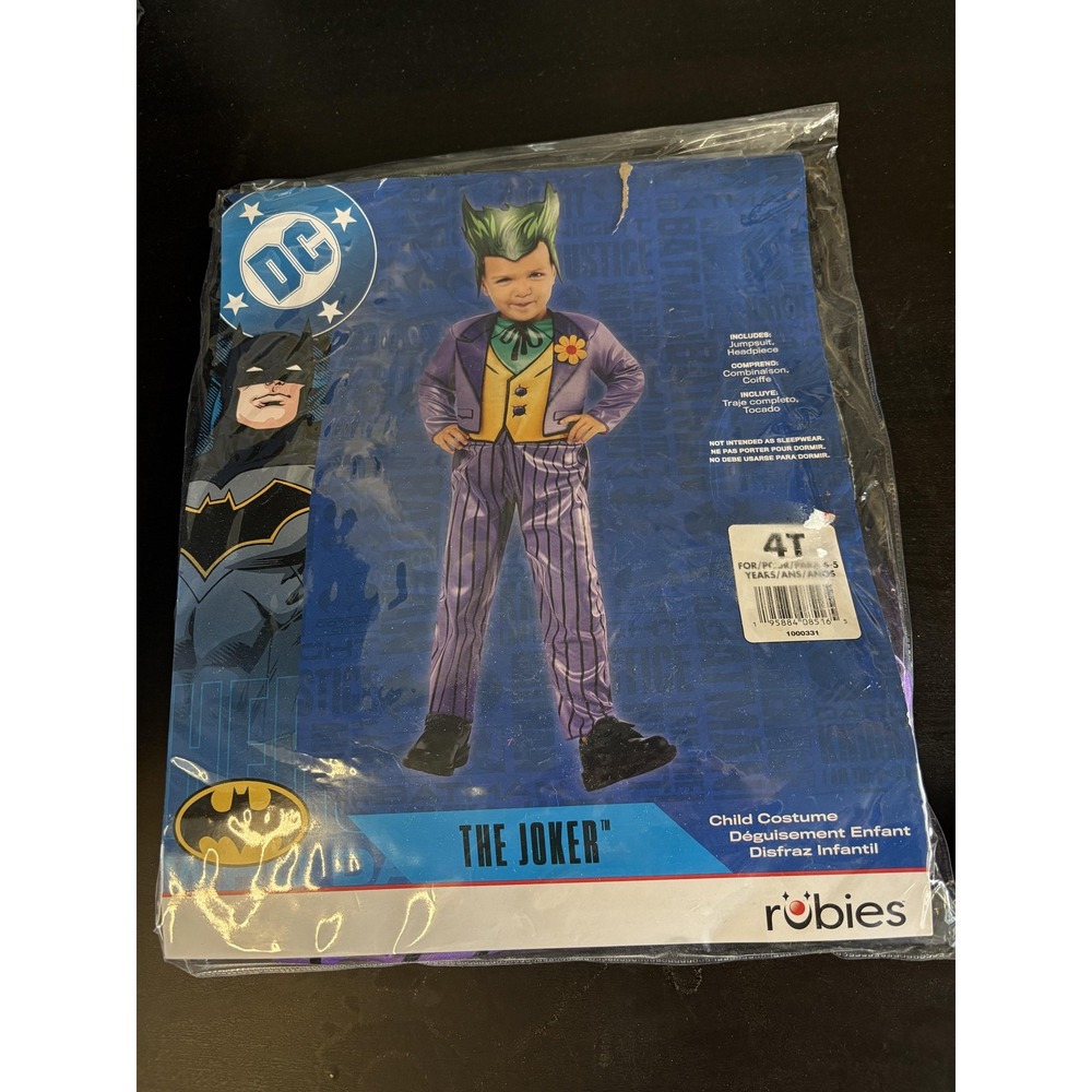 Rubie's The Joker Costume Toddler Boys 4T Purple Striped DC Comics Jumpsuit Set